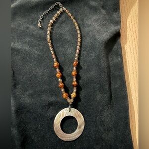 Elegant Brown and Stone Beaded Necklace
